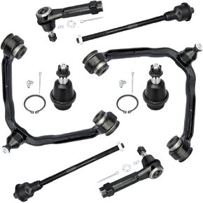 BRTEC Front Upper Control Arm w/Ball Joints Tie Rods for 2002 2003 2004 2005 2006 for Chevy Avalanche Suburban 1500 Tahoe for GMC Yukon for Cadillac Escalade 8pcs