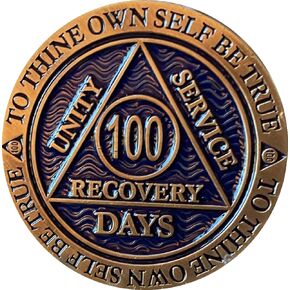100 Days AA Medallion Reflex Antique and Blue Color Bronze Chip