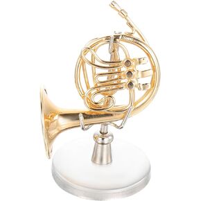1 Set Horn Model Miniature Musical Instruments Miniature Tuba Home Ornament Dollhouse French Horn Xylophones Musical Instrument Model Display Child Desktop Iron Decorative Frame