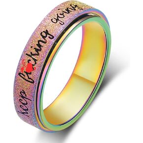 خاتم القلق للنساء حلقة التململ: حلقة الدوار حلقات التململ للقلق للنساء خاتم التململ للرجال من التيتانيوم المقاوم للصدأ خاتم الاستمرار في العمل خاتم فضي بألوان قوس قزح مقاس 6 7 8 9 10 in Kuwait