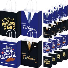 Engrowtic 48 Pieces Father's Day Paper Gift Bags Bulk Happy Father's Day Party Favors Bags Dad Treat Bags Suit Goodie Bags for Father's Day Party Favors Supplies