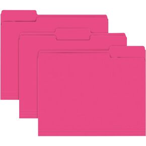 File Folder, RAZCC 150 Pack 1/3 Cut Tab File Folders Letter Size, Magenta, Folders with Tab in Left, Right, Center Positions, Great for Organizing and Easy File Storage
