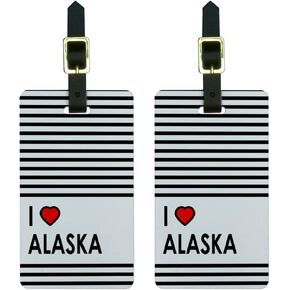 Graphics & More I Love Heart Alaska Luggage Tags Suitcase Carry-on Id, White