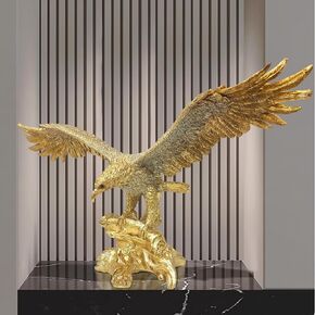 22.4" Large Golden Eagle Resin Sculpture Unfurling Its Wings Ornaments Statue, Golden Eagle Sculpture Modern Home Office Figurine Decor Desktop Decoration