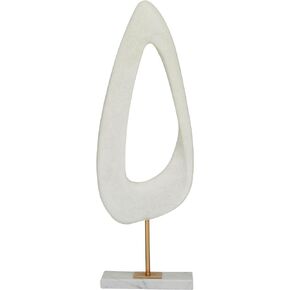 Deco 79 Polystone Abstract Decorative Sculpture Cut-Out Home Decor Statue with Marble Stand, Accent Figurine 7" x 3" x 20", White