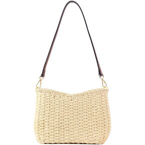 Women Small Faux Straw Bag Mini Woven Underarm Bag Summer Beach Bag Square Bag Shoulder Bag Handbag Purse