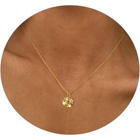 ASCOMY Dainty Gold Necklace for Women Diamond Birthstone Necklaces 14K Gold Plated Birth Flower Necklace Emerald Birthstone Blue Green Cubic Zirconia Pendant Necklace Birthday Jewelry Gifts for Women