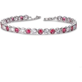 Silver Tennis Bracelet for Women and Teenage Girls, 925 Sterling Silver Bracelets for Women with Bezel Set White or Colored Cubic Zirconia Stones, Silver Tennis Bracelets for Women