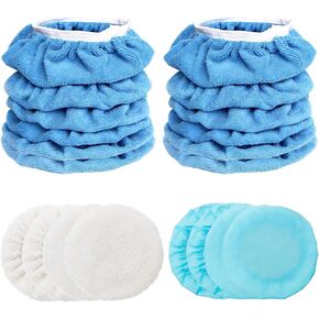 Kewucn 20 PCS Car Buffer Polishing Pads, Fibre Plush Non-Woven Polishing & Waxing Set, 5-6 Inches Auto Waxer Waxing Cover, Universal Hood Polishing Bonnet Buffer Pad Fit Most Cars (5-6 Inches)
