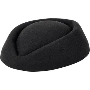 FINGERINSPIRE Stewardess Pillbox Hat Fascinator Base Cap Wool Air Hostesses Pillbox Hat Cocktail Fascinator Base for Ladies