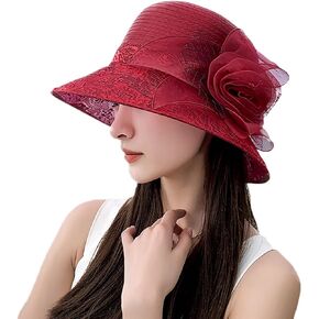 Derby Church Dress Hat for Women Bow Bucket Wedding Bowler Cap
