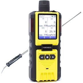4 Gas Monitor by Forensics | Built-in Pump Multi Gas Meter | O2, CO, H2S, LEL | Color Display & Graphing | USA NIST Calibration | Computer Data Logging |