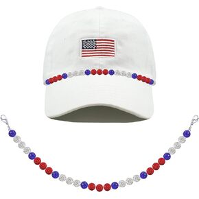 IDesign Trucker Hat Chain Hat bar Patriotic 4th of July Independence Day Gift Rhinestone Ball Chain for Party Supplies
