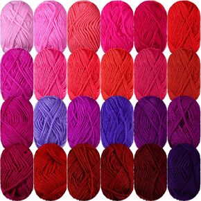 Wowangce 24 Skeins Acrylic Yarn 24 x 25 g, 2400 Yards Crochet Yarn kit for Crocheting and Knitting Craft Project, Assorted Starter Crochet Kit Yarn Bulk for Adults and Kids(Bright Tone)