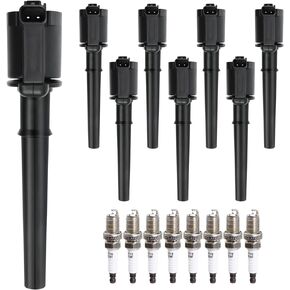 Ignition Coil Packs Spark Plugs fit for V8 4.6 5.4 1999 2000 2001 2002 2003 2004 Ford Mustang Lincoln Navigator Aviator Continental Mercury Marauder Panoz Esperante, UF191, Set of 8