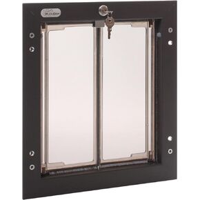 PlexiDor Pet Doors for Dogs and Cats - Energy Efficient - Door Mount Dog Door with Lock and Key - Bronze