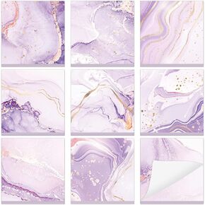 Jecery 9 Pads Marble Purple Sticky Note Marble Self Stick Note Reminder List 3 x 3 Inch Adhesive Memo Pads Purple Marble Office Supplies, 9 Designs