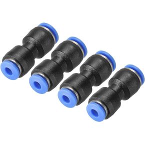 uxcell Push to Connector Fitting, 6mm to 4mm Tube OD Quick Connect Air Line Hose Pipe Fitting Straight Pneumatic Connector, Black 4Pcs