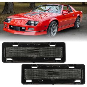 USR 85-92 IROC Camaro Side Marker Light – Smoke Front Bumper Sidemarker Lamps (Left + Right) - Compatible with 1985-1992 Chevrolet Chevy Camaro and 1982-1992 Pontiac Firebird All Models (SMOKED Lens)