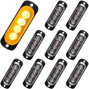 Sidaqi 10PCS Amber Red 4-LED Trailer lights Surface Mount Clearance Lights Side Marker Lights Waterproof LED Trailer Marker Lights for Truck Boat RV Tractor Motorcycle Van Front Rear 12-24V