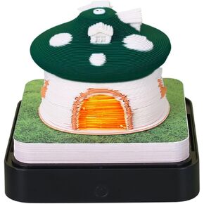 تقويم مكتب مع أضواء LED، تقويم قطعة الوقت، تقويم ثلاثي الأبعاد 2024، تقويم مكتب إبداعي دفتر ملاحظات DIY، هدية منحوتة للمدرسة والمنزل والمكتب - الفطر الأزرق in Kuwait