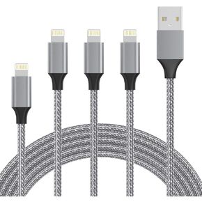 iPhone Charger, Lightning Cable 4PACK 6inch+5ft+5ft+5ft Nylon Braided USB Charging Cable High Speed Data Sync Cord Compatible with iPhone 13/12/11 Pro Max/XS MAX/XR/XS/X/8/7/Plus/6S/6/SE/5S/iPad