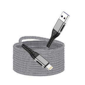 شاحن Durcord iPhone، [معتمد من Apple MFi] 1 حزمة كابل USB A بطول 16 قدم لكابل شاحن Lightning، سلك شحن سريع iPhone متوافق مع iPhone Xs Max/XS/XR/X/8/7/6S/6/Plus/SE/iPad( فضة) in Kuwait