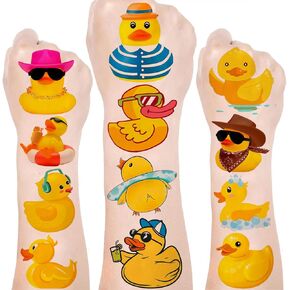 24 ورقة (144 قطعة) بطة مطاطية وشم مؤقت بطة مطاطية لحفلات أعياد الميلاد لوازم ديكورات ملصقات وشم بطة لطيفة للأطفال والبنات والأولاد هدايا للفصول الدراسية وجوائز مدرسية وحقائب هدايا جيدة in Kuwait