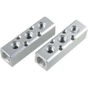 3 Way Pneumatic Manifold Air Distribution Block for Pneumatic Air Compressor, Silver