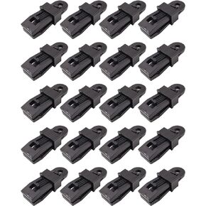 20 Pcs Tarp Clips Heavy Duty Lock Grip - Tarpaulin Clips and Clamps for Tents, Shade Cloth Plastic Clips (Black)