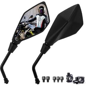 Universal 8mm 10mm Bolt 7/8 Inch Handle Bar Mount Clamp Hawk-Eye Motorcycle Convex Rear View Mirror fit Honda ATV Dirt Bike Scooter Kawasaki Cruiser Suzuki Victory and More (Hawk-eye-Sharp)