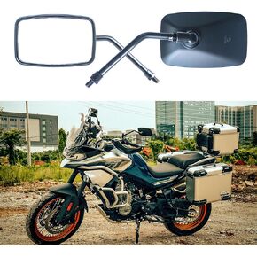 Round Motorcycle Mirrors for Handlebar M10 - Dual Sport Mirror, Aftermarket Motorbike Side Mirror Compatible with Street Bike, Dirt Bike, Moped, Quad, Scooter,…