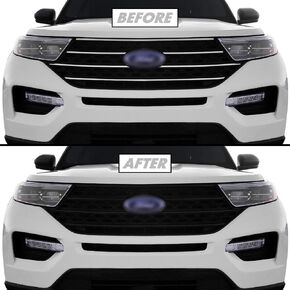 SlickMod Chrome Delete Blackout Vinyl Overlay Compatible with 2020-2022 Ford Explorer Front Grill Trim (Gloss Black)