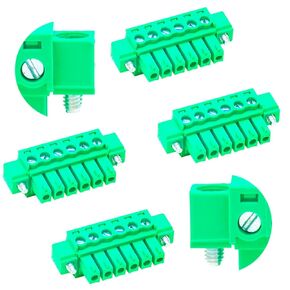 5 PCS 3.81mm 6 Pin Phoenix Type Connector with Screwable Flanges Green PCB Screw Plug Terminal Block 6 Pole