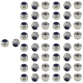 304 Stainless Steel Hex Nut Nylock Locknuts A2-70 (50, M3.5-Pitch 0.6)