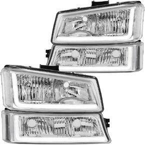 No-Fogging Headlight Assembly W/LED DRL Sequential Turn Light Fit For 03 04 05 06 Chevy Silverado Avalanche 1500 2500 3500/07 Classic (Black Housing Clear Relfector)