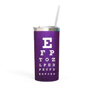 Optometry Technician Gifts for Women Snellen Chart Water Bottle or Coffee Tumbler Cup with Lid 0195