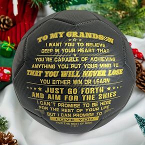 High Performance Traditional Black White Soccer Ball for Son Daughter Grandson Birthday Christmas Day Gift, I Love You Soccer Balls,Size 5#