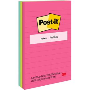 Post-it® Lined Notes, Cape Town, 101 x 152 mm, 3/Pack, 660-3AN
