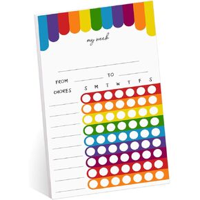 Cheerful Rainbow Weekly Chore Chart / 6" x 10" Sticky Note Fill in Task List/Engaging Week Assignment List