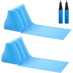 2 Pack Inflatable Beach Mat Lounge Chair with Back Pillow, Portable Flocking Leisure Beach Chairs with 2 Inflatable Pump, Beach Reclining Lounger for Beach Camping Outdoors Picnic Travel in Saudi Arabia