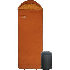 100% Cotton Shell and Lining Sleeping Bag for Adult Cold Weather&Warm Extra Large with Compression Bag&Carry Bag and Detachable Hood for Camping,Travel and Car Camping