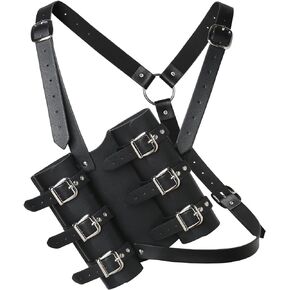 HZMAN Medieval Faux Leather Double Back Sword Frog Adjustable Black Rapier Sword Holster Renaissance Knight LARP Costume Accessory