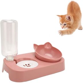 Tnfeeon Pet Food and Water Bowl Set with Automatic Water Dispenser, Suitable for Small Dogs and Cats, Dark Green