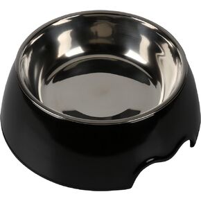 M&BGWPP Melamine Plastic Dog Food Bowl, Non Skid Base，Anti-Slip Pet Feeder Bowls, 2-in-1 Removable Stainless Steel Pet Feeder Holder for Dogs and Cats (14oz 6.89in*2.24 in, Black)