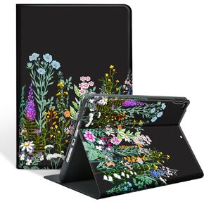 Cover for iPad 9th/8th/7th Generation, Case for 10.2 Inch iPad 9th/8th/7th Generation 2021/2020/2019 - Premium Folio Stand Case - Auto Wake/Sleep and Multiple Viewing, Black Floral