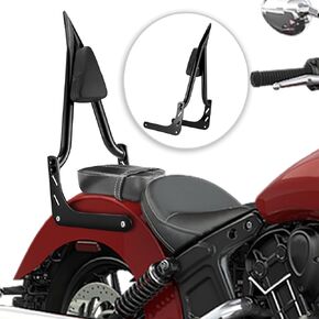 24" Tall Passenger Backrest Detachable Sissy Bar Black Compatible with 2015-2024 Indian Scout, 2016-2024 Scout Sixty, 2019-2020 Scout Sixty ABS, 2019-2020 Scout ABS
