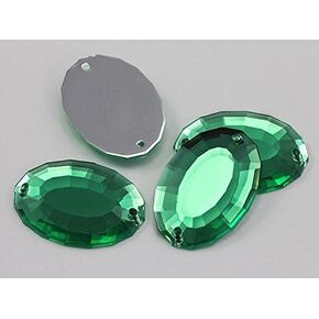 Allstarco 35x24mm Green Peridot H110 Large Oval Flat Back Sew On Gems for Craft, 4Pieces
