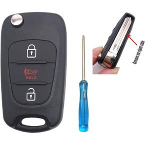 Uncut Flip Folding Replacement Key Fob Cover Case fit for 2009-2014 Kia Soul Rio Keyless Entry Key Fob Shell