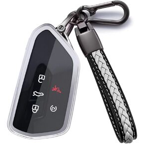 for VW Key Fob Cover Key Shell Case Compatible with Volkswagen ID.4 Golf 8 MK8 GTI ID.3 Seat Leon MK4 Skoda Octavia